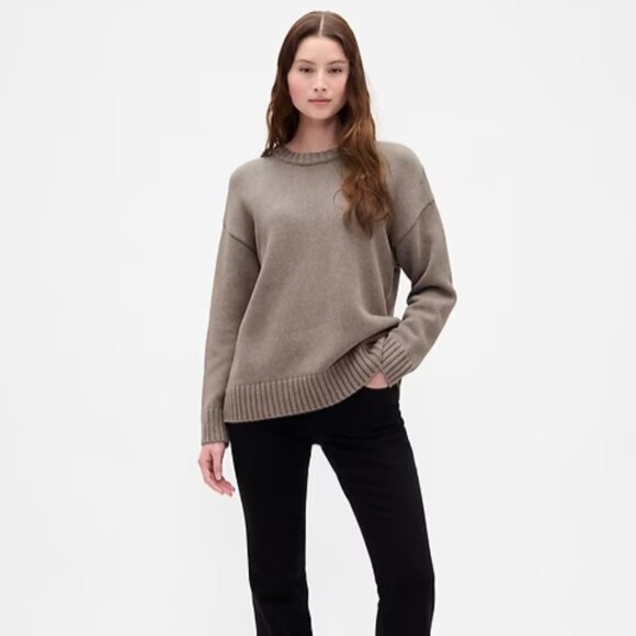 NWOT Gap 100% Cotton Oversized Sweater in Toasted Almond Brown - Picture 1 of 5